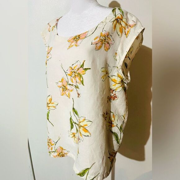 Rachel Roy linen top tropical floral summer beach vacation resort wear women XL - Picture 3 of 8